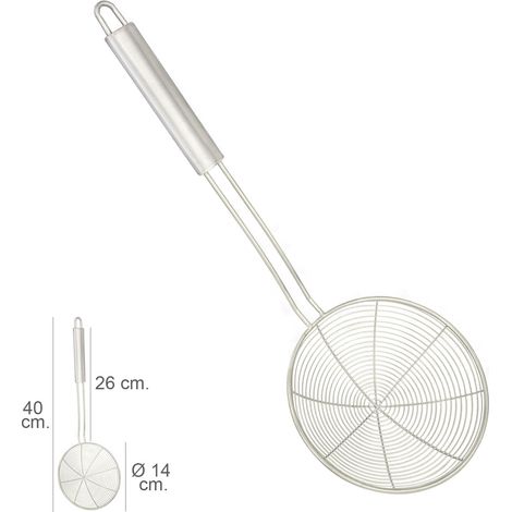 Ecumoire fil inox Ø 14 cm. Manche rond 26 cm. (1/2)