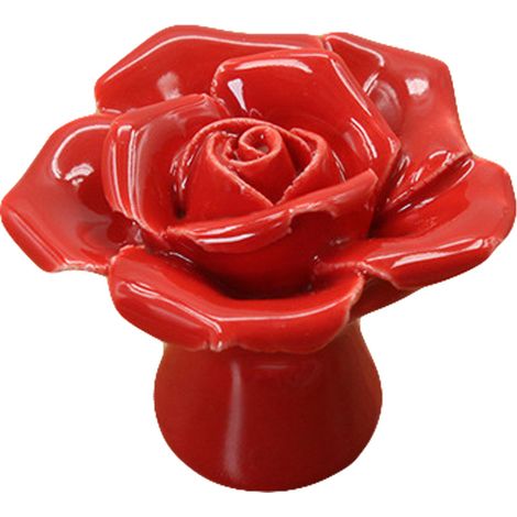 Poignée tiroir meuble céramique rouge, bouton porte armoire rose, tirage meuble décoration, quincaillerie mobilier (Rouge) (1/2)