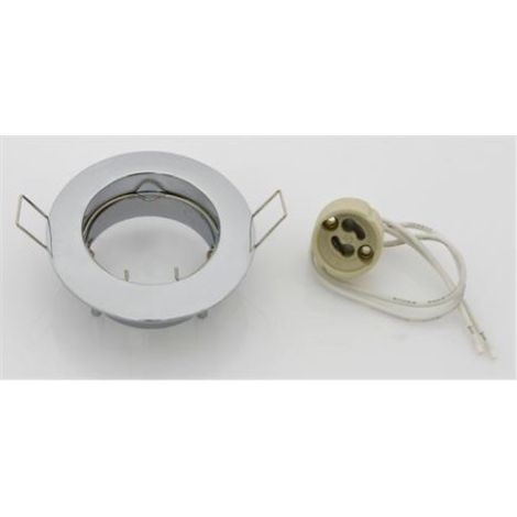 Support fixe pour spots led GU10 encastrA rond chromA pour plaque de plA tre chromA