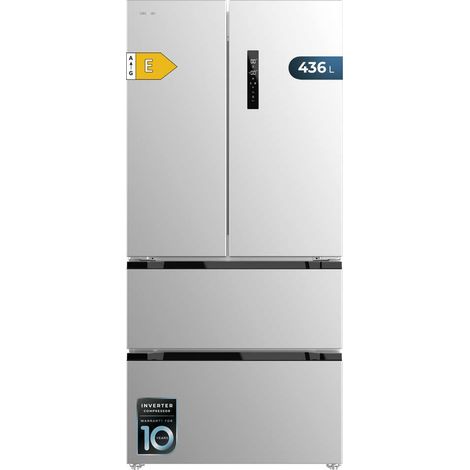 Cecotec – Réfrigérateur porte française 436L – Hauteur 183 cm – Largeur 83,6 cm – Classe énergétique E – Total No Frost – Compresseur Inverter Plus