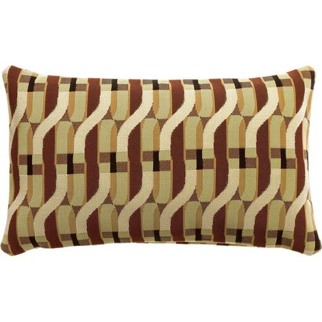 Coussin d'Extérieur Kali Tissage Jacquard Déperlant en Polypropylène Moka 30 x 50 cm - PANGIVO