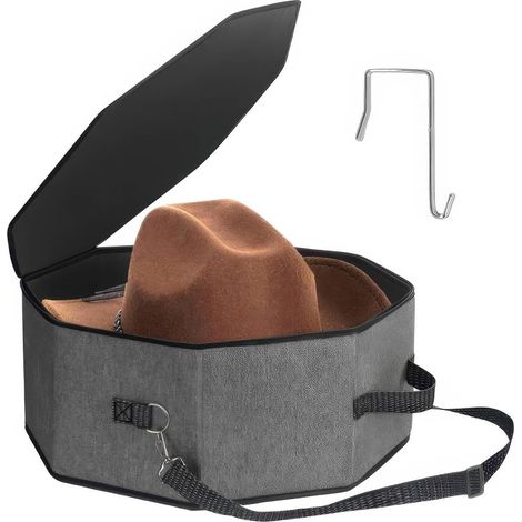 Kindfiber OÜ-Boîte à chapeaux, pliable, large bord et rangement avec fermeture éclair, récipient de protection pour coiffures de cowboy, chapeaux de pêcheur (1/5)