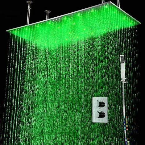 Ciel de pluie thermostatique led chrome, Marbelle (1/5)