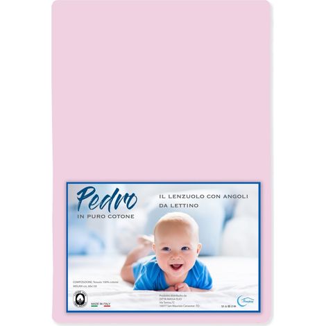 LENZUOLO angoli PEDRO per lettino BAMBINO TUTTI I COLORI Rosa