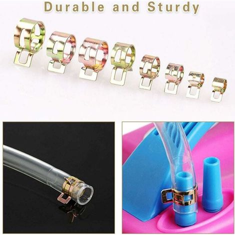 96 Pcs Hose Clamps, Spring Clip Clamps, Adjustable Hose Clamps 8 Sizes for Fixing Flexible Pipes and Hoses (6mm, 8mm, 9mm, 10mm, 11mm, 12mm, 13mm, 14mm) (1/5)