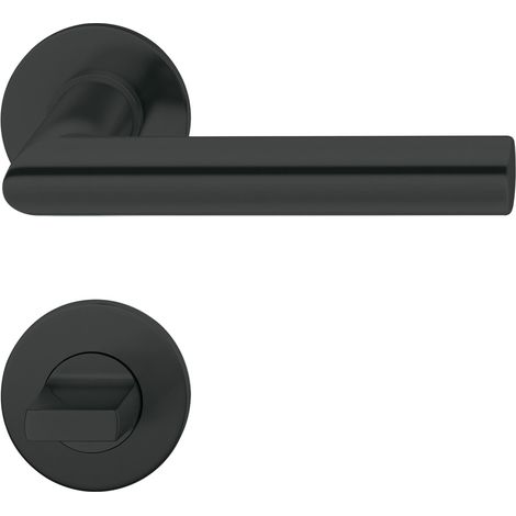FSB Türbeschlag 1076 Türgriff auf Flachrosette WC, 38-42 schwarz matt (1/5)