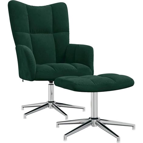 Maison Exclusive - Relaxsessel mit Hocker Dunkelgrün Samt (1/5)