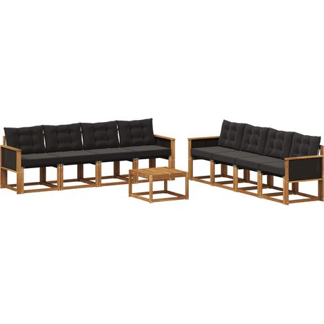 Set di divani da esterno 9 pz Naturale e Nero vidaXL (1/5)