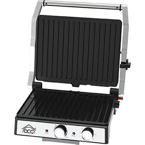 DCG ST3900 Elektrogrill, 2000 W, Antihaftbeschichtung, 180°-Öffnungswinkel, einstellbares Thermostat