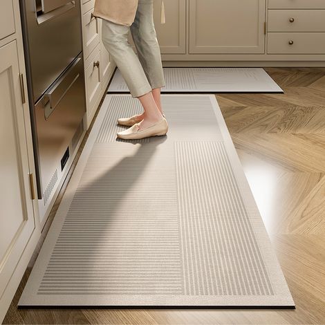 Tapis de sol cuisine absorbant eau et huile – Tapis antidérapant en terre de diatomée, style wabi-sabi naturel, 60 x 90 cm-lsw