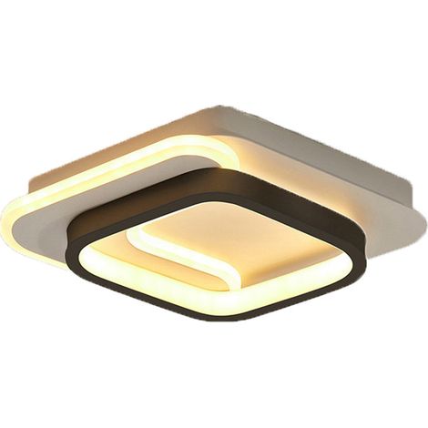 AUTRUCKER Plafonnier LED carré moderne, plafonnier encastré pour couloir, petit plafonnier, carré, noir, à trois niveaux d'intensité (1/5)