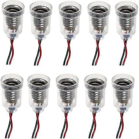 Lot de 10 douilles E10 pour ampoules LED à vis, avec fil. (1/5)