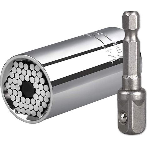 Perceuse à angle droit 105 degrés+douille universelle, clé à cliquet multifonction professionnelle adaptateur 7 mm-19 mm douilles universelles