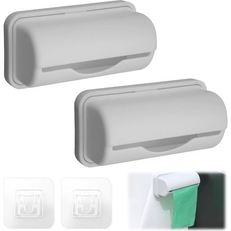 2 Pièces Distributeur Sac Poubelle, Distributeur de Sacs Poubelle pour Armoire, Supports Muraux pour Rouleaux de Sacs Poubelles, pour Cuisine, Salle de Bains (Gris) (1/5)