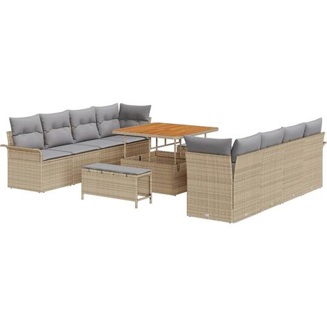 Maison Exclusive - Garten-Sofa-Set mit Kissen Beige und Hellgrau