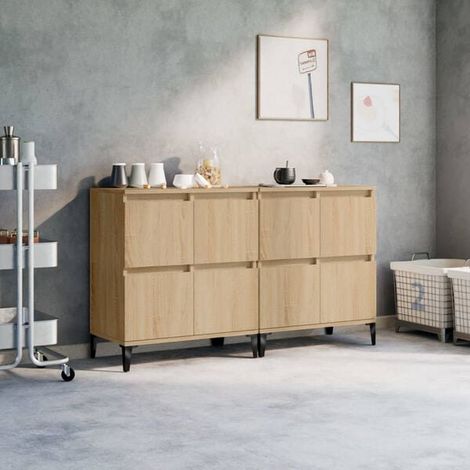 Buffets de Rangement 2 pcs chêne sonoma 60x35x70 cm Bois d'Ingénierie, Design Moderne, pour salon et salle à manger (1/5)