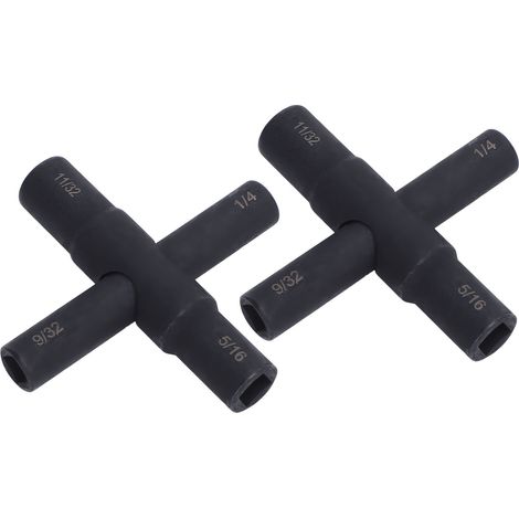 Clé à robinet en croix 2 pièces acier noir phosphaté pour vanne et tuyau, 1/4 9/32 5/16 11/32 pouces (1/5)