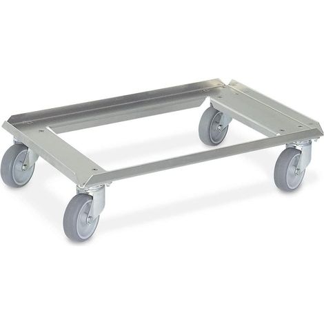 BRB Lot de 64 roulettes de transport en aluminium pour bac Euro 600 x 400 mm, TRG 250 kg, planche ouverte
