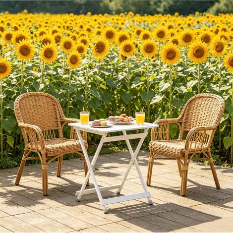 Table pliante de camping, 50,5 x 46,5 x 60 cm, en alliage d’aluminium, argenté OKMYHOME (1/5)