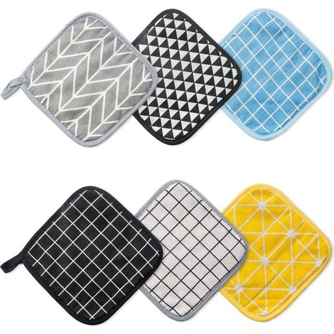 6 Stück Topflappen mit Tasche 17 x 17 cm Quadratischer Topflappen Aus Baumwolle für Küche Kochen Backen (1/5)