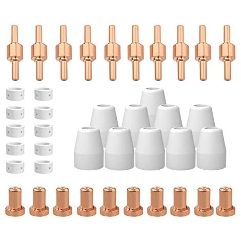40PCS PT31 Torch Plasma Cutter Consumables for PT-31 LG-40 Torch CUT-40 cut50 Plasma Cutter Torch Plasma Cutting Gun Consumables Plasma Tip Plasma Electrode Nozzle (1/5)
