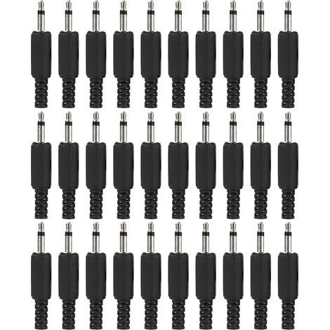 30 Pcs Prise Jack de réparation de Remplacement TS 3,5 mm, Prise mâle Mono 2 pôles 1/8", connecteur de câble Audio de Type à souder 3,5 mm pour réparation de Bricolage (1/5)