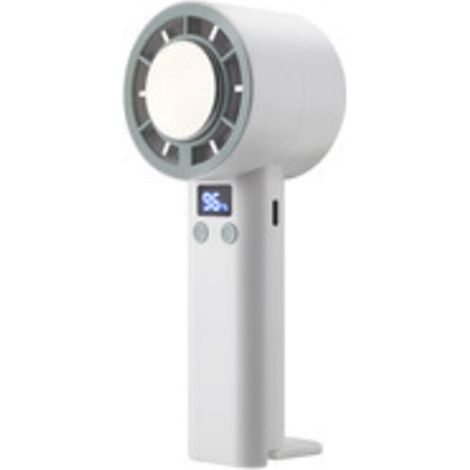 Leiser, wiederaufladbarer tragbarer Ventilator mit 5 Geschwindigkeitsstufen – Hoher Luftdurchsatz, weiß, ideal für Zuhause oder zur Unterstützung des Bauches