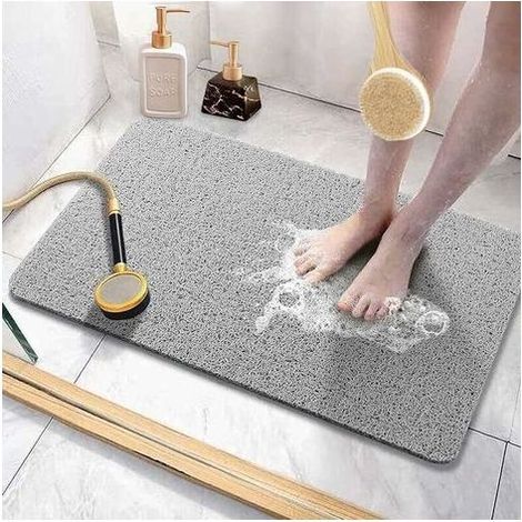 Non-Slip Shower Mat with Drainage Holes, Soft and Comfortable Quick Drying Shower Mat (40x60cm, Grey) (1/5)