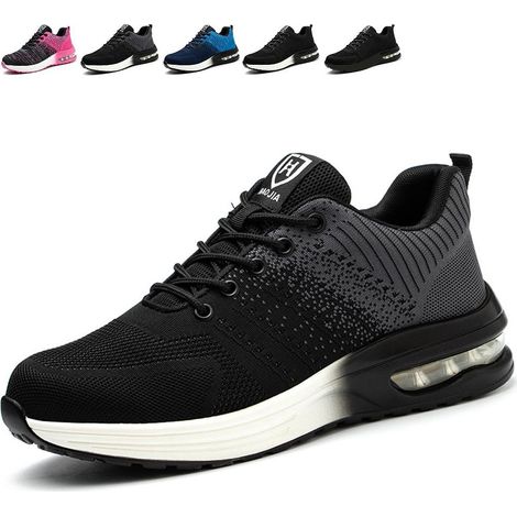 Chaussures de sécurité pour hommes et femmes, baskets de sécurité légères, respirantes et confortables avec embout en acier, grises - Pointure 40