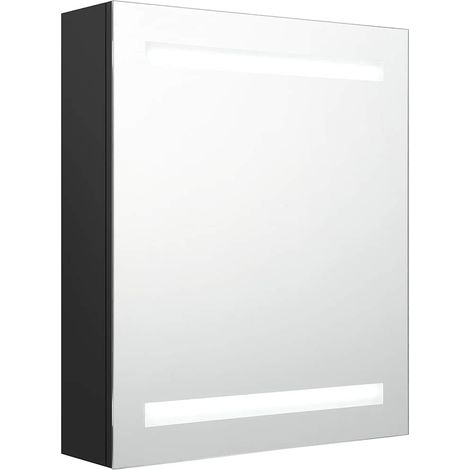 vidaXL LED Spiegel-Badezimmer-Schrank schwarz 50x14x60 cm