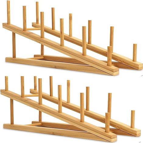 Egoutoire Vaisselle Cuisine égouttoir à Vaisselle en Bois Bambou Range Assiette Porte Assiette égouttoir pour la Cuisine Rangement pour Assiettes,Verres,Tasses,Planches à Découper et Livres (2) (1/5)