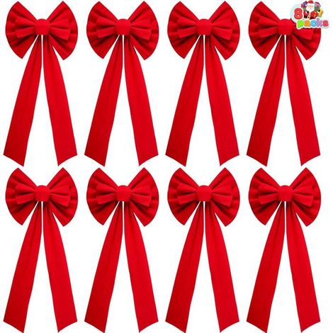 Arcs de Noël en velours rouge - MICH - 8 paquets - 26" x 10" - Décoratif - Pour guirlandes (1/5)