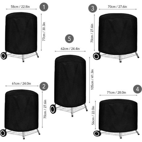 Housse de barbecue étanche, housse de réchaud de camping portable, housse de barbecue pliable, anti-poussière avec cordon de (1/5)