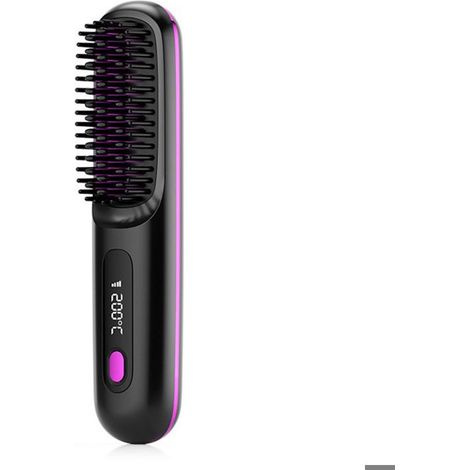 Brosse lissante sans fil rechargeable – LCD, céramique MCH – 3 températures, ionique – Noir (1/5)