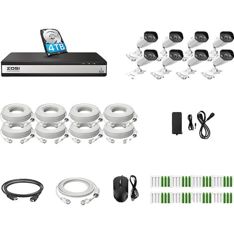 Sistema de cámaras de seguridad, detección por IA, audio bidireccional, conjunto de 8 cámaras de 5 MP, 4T (1/2)