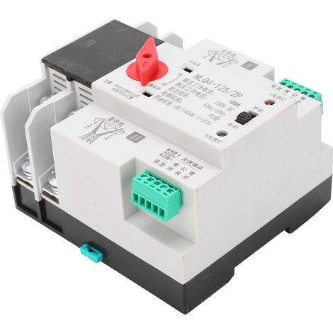 Interrupteur de transfert automatique rail DIN 2P 100A 230V, inverseur de source sans coupure pour tableau électrique, basculement de puissance fiable, commande manuelle et automatique (1/5)