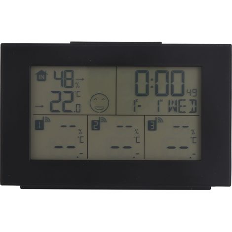 Horloge météo 3 canaux, thermomètre intérieur/extérieur sans fil, moniteur de température et d'humidité, horloge de prévisions météo (1/5)