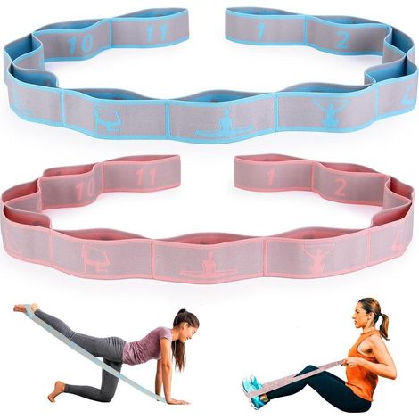 Sangle d'étirement de yoga avec boucles, sangles élastiques pour physiothérapie, Pilates, bandes d'exercice, sangles d'étirement des jambes, bandes de résistance (1/5)