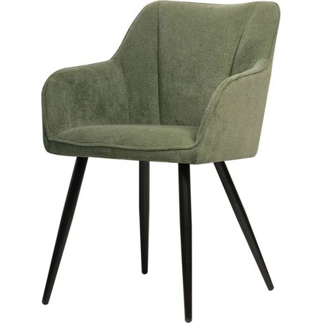 Chaise repas Rio vert – Rembourrage confortable – Pieds en métal noir – Dimensions L. 54 x P. 59 x H. 82 cm – Hauteur assise 48 cm (1/5)