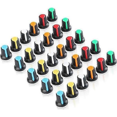 Kit de 120 boutons de potentiomètre en plastique, diamètre de l'axe : 6 mm, référence P2025011073 (1/4)
