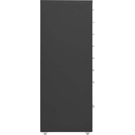 Caisson de Bureau à Roulettes, Rangement Métal Gris Foncé, 28 x 41 x 109 cm, Armoire Mobile avec Tiroirs pour Bureau et Maison (1/5)