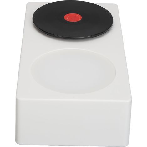 Haut - parleur Bluetooth blanc, son haut de gamme, petite platine vinyle Vintage élégante avec veilleuse intégrée, idéal pour la maison ou le Bureau. (1/5)