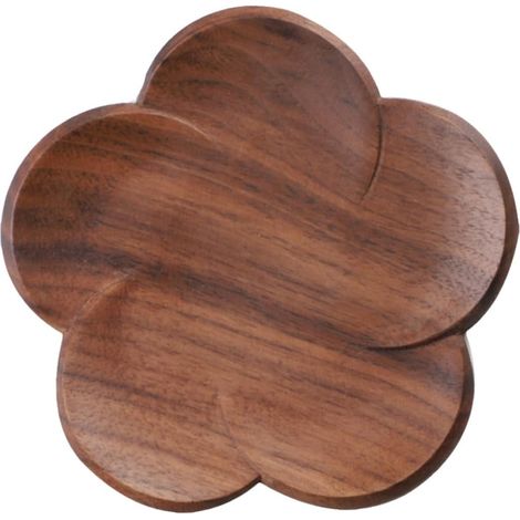 Dessous De Verre Bois Forme Fleur Noir Noyer Tapis Isolant Thermique Décoratif pour Tasses à Thé Protection Table La Cuisine Salon Bureau (1/5)