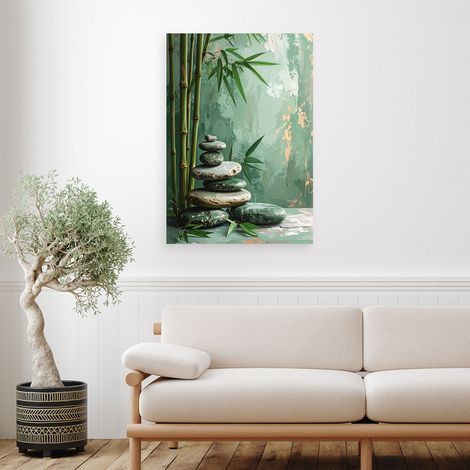 Wandbild Zen Steine Blätter Imitation Farbe 40x60 (1/4)