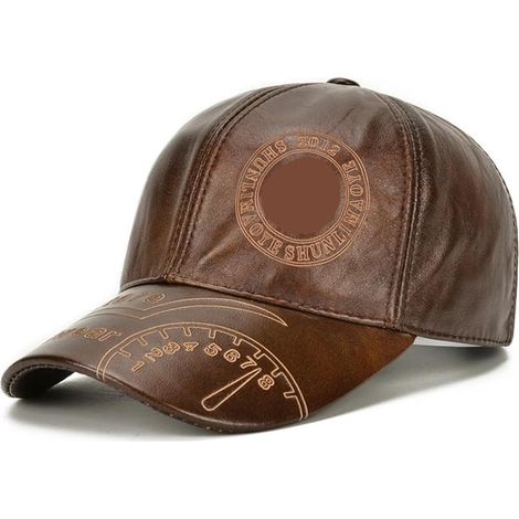 Hommes véritable Cuir de Vachette Casquette Baseball décontracté en Chapeau Automne Hiver Protection des Oreilles Casquettes (1/5)