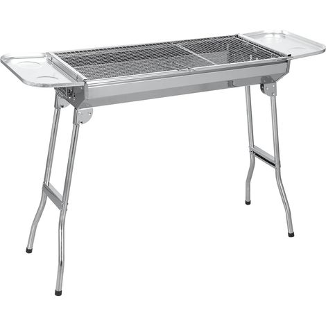 Barbecue à Charbon Pliable – Double Grille 2‑en‑1 Extérieur, Pliable, Camping portable 74x33,5x71,5cm, avec 2 étagères (1/5)