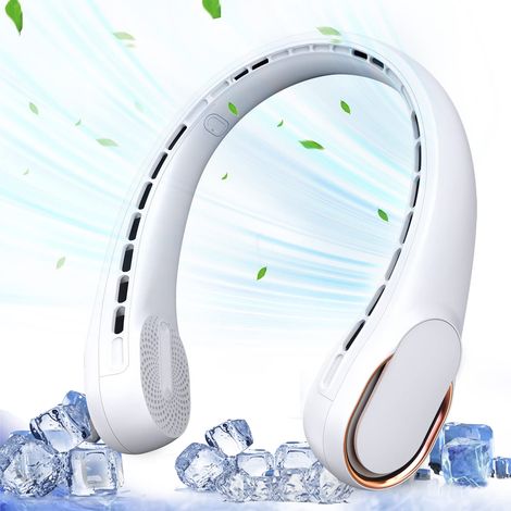 USB-wiederaufladbarer tragbarer Nackenventilator, kleiner, klingenloser Taschenventilator, ideal für Büro und Sport (R5). (1/5)