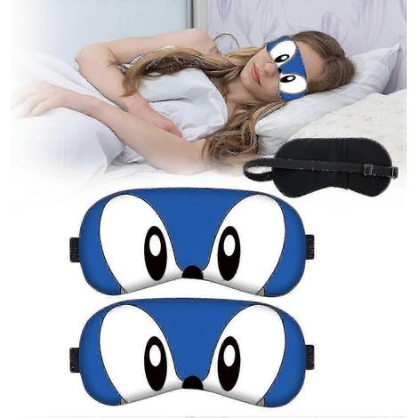 Lot de 2 masques de sommeil pour enfants, motif dessin animé 3D mignon, cache-yeux, protection pour les yeux, idéal pour les voyages (grands yeux bleus), taille unique, lot de 2.
