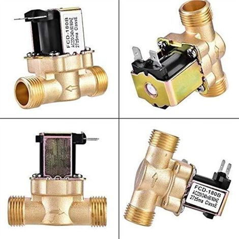 Vanne de chauffe-eau 4 points parallèles = G1/2AC220V électrovanne d'entrée d'eau sous pression Vanne de chauffe-eau solaire (1/5)