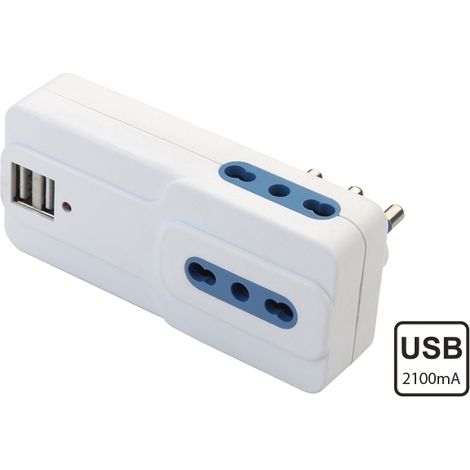 ADATTATORE DOPPIA USB 5V CON SPINA 16A E 3 PRESE B